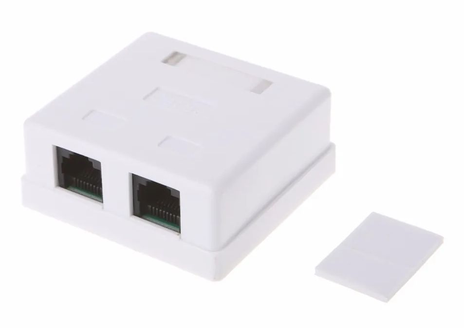 RJ connector 8P8C female RJ45 CAT5e opbouw doos 2 poorten wit 02