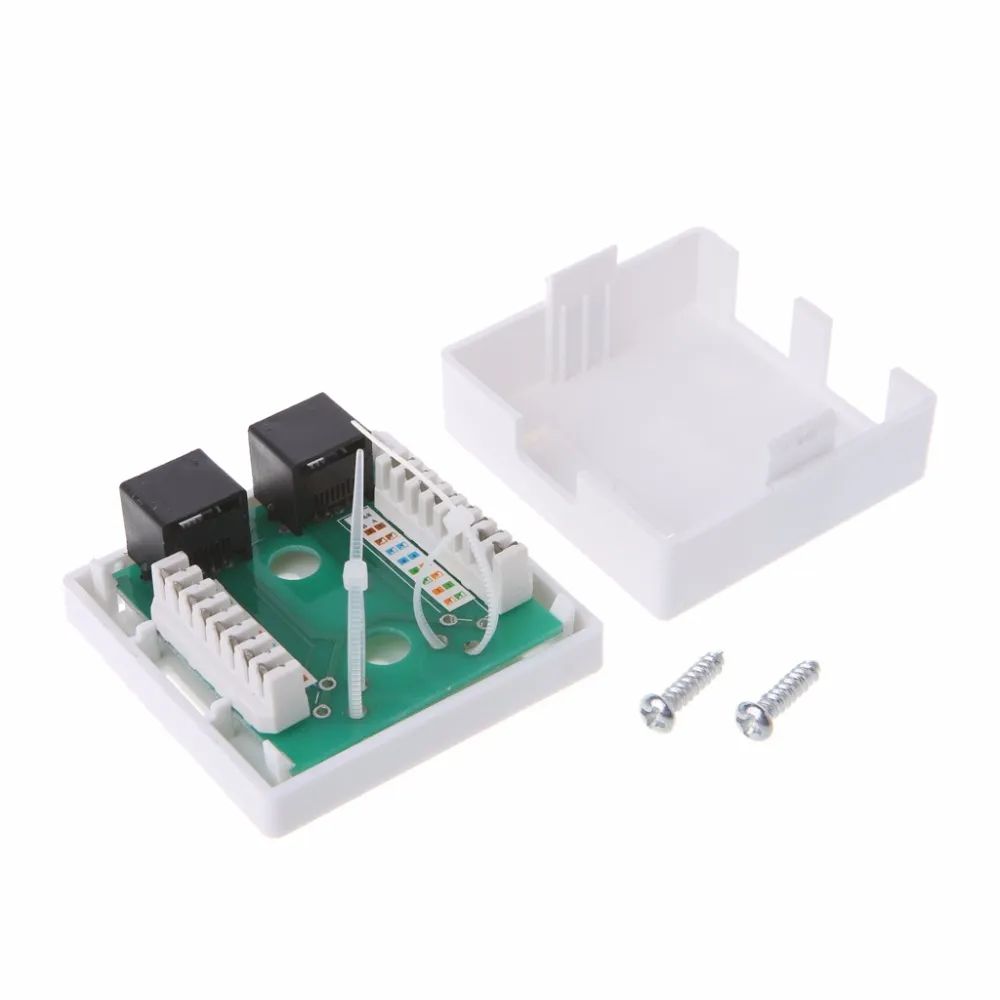 RJ connector 8P8C female RJ45 CAT5e opbouw doos 2 poorten wit 05