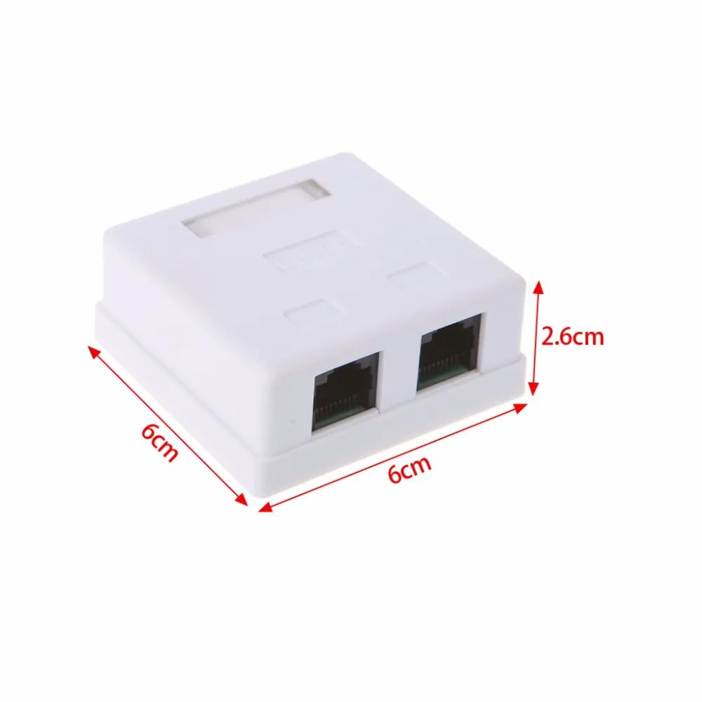 RJ connector 8P8C female RJ45 CAT5e opbouw doos 2 poorten wit afmetingen