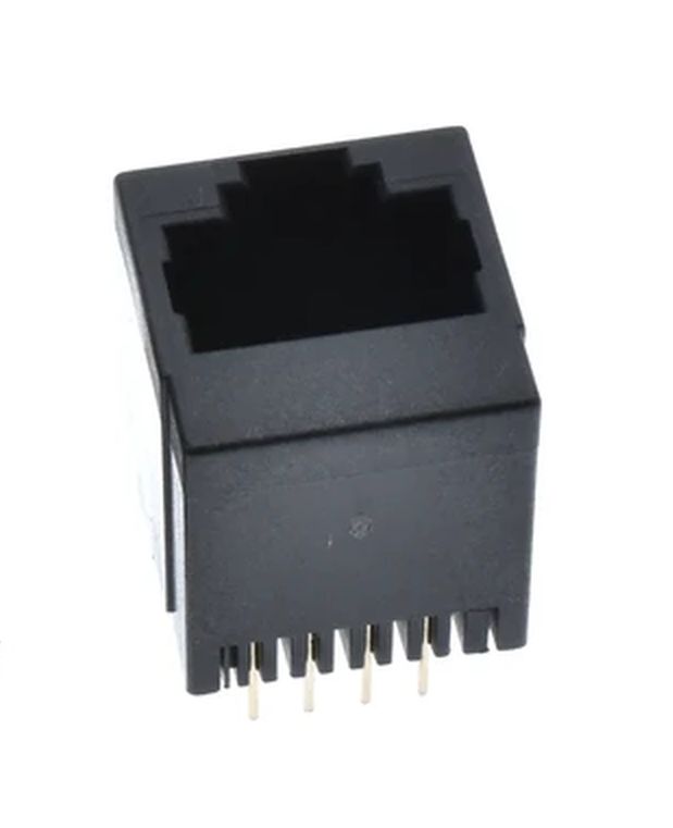 RJ connector 8P8C female verticaal kunststof zwart RJ45 PCB