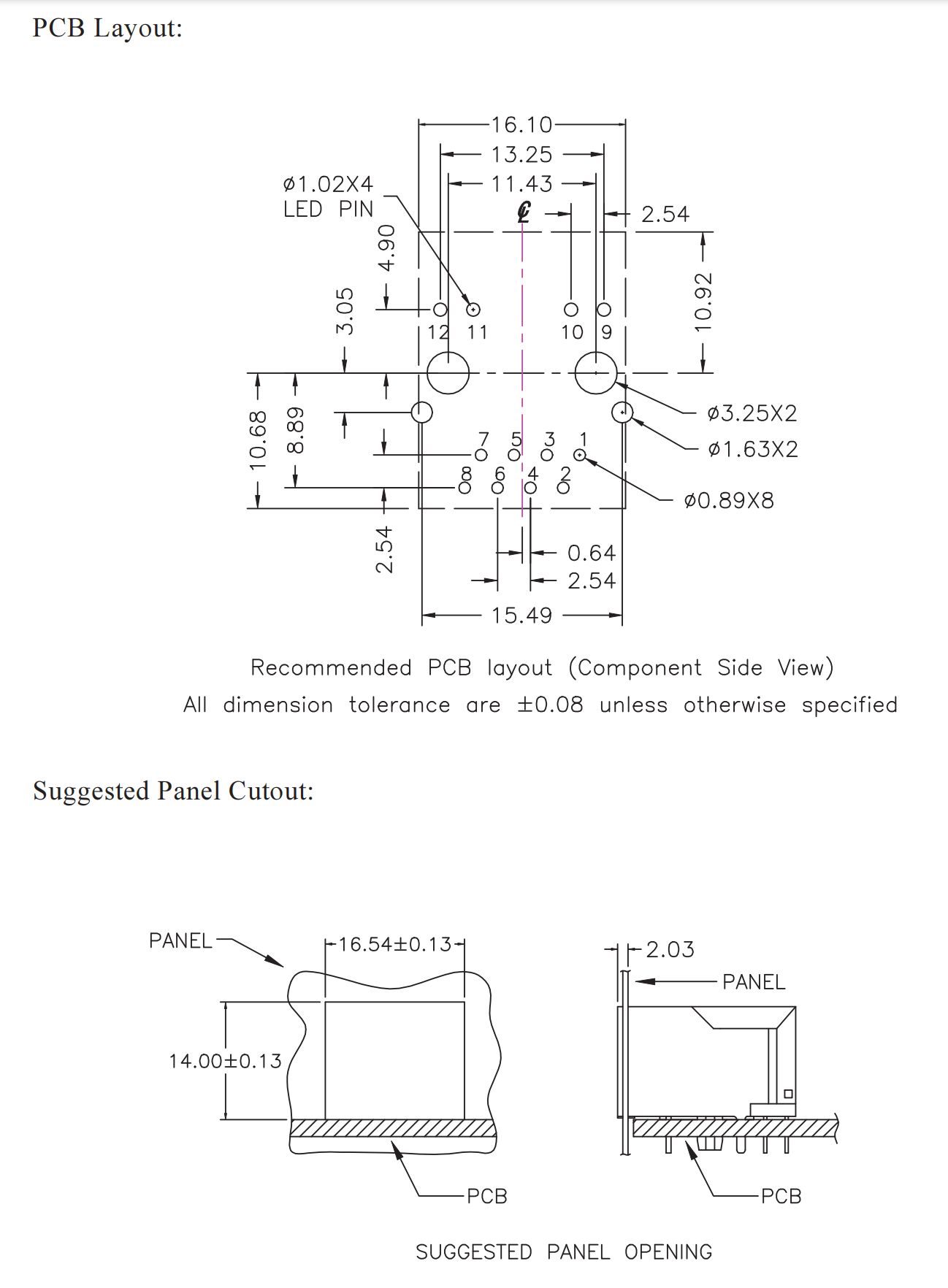 RJ connector 8P8C RJ45 HR911105A PCB maatvoering 02