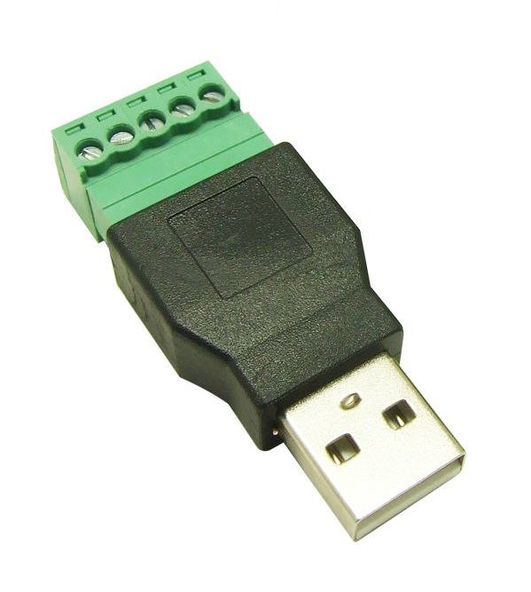 USB-A connector male met schroef terminals