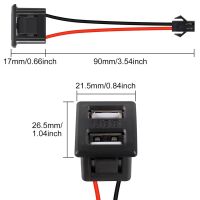 USB-A Dual female connector voeding 2-pin 5V 2A inbouw push-in 5.5x14mm rechthoek 22AWG JST-SM 75mm zwart - Afbeelding 4