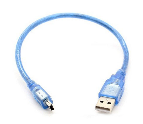 USB-A male naar USB-Mini male data kabel 20-30cm blauw