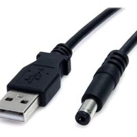 USB-A 5VDC naar DC jack 5.5x2.1mm recht 1 meter kabel