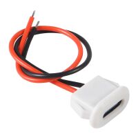 USB-C female connector voeding 2-pin 5V 3A inbouw push-in 5.5x14mm ovaal 24AWG 100mm wit