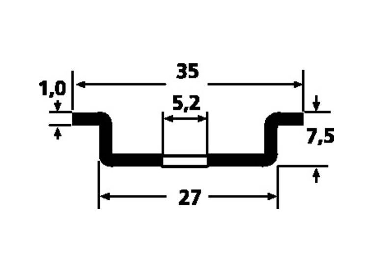 DIN Rail geperforeerd DELTA-3F-BV afmetingen