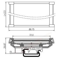 DIN rail PCB bracket adapter montage beugel groen UM72 afmetingen 02