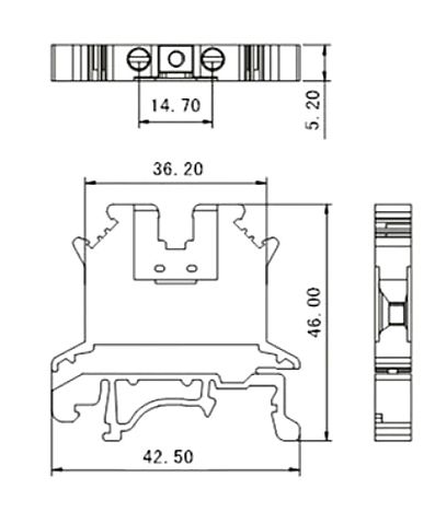 DIN Rail Terminal Block UK-3N afmetingen