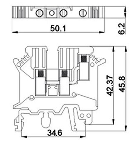 DIN Rail Terminal Block UK-5 TWIN afmetingen