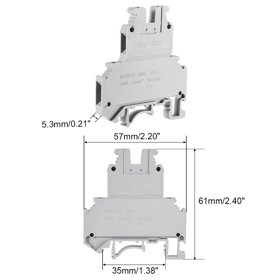 DIN Rail Terminal Block UKK3 afmetingen