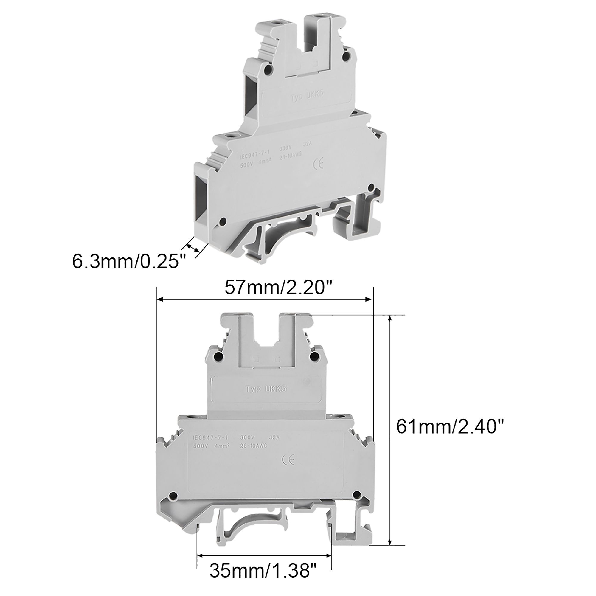 DIN Rail Terminal Block UKK5 afmetingen