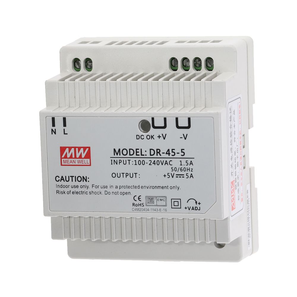 Voeding 5V 5A DIN rail DR-45-5