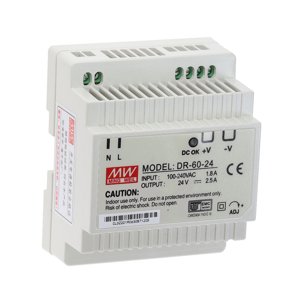 Voeding 24V 2.5A DIN rail DR-60-24