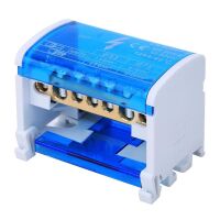 Verdeelblok 2-rails 125A 500V DIN-rail UK 207 blauw