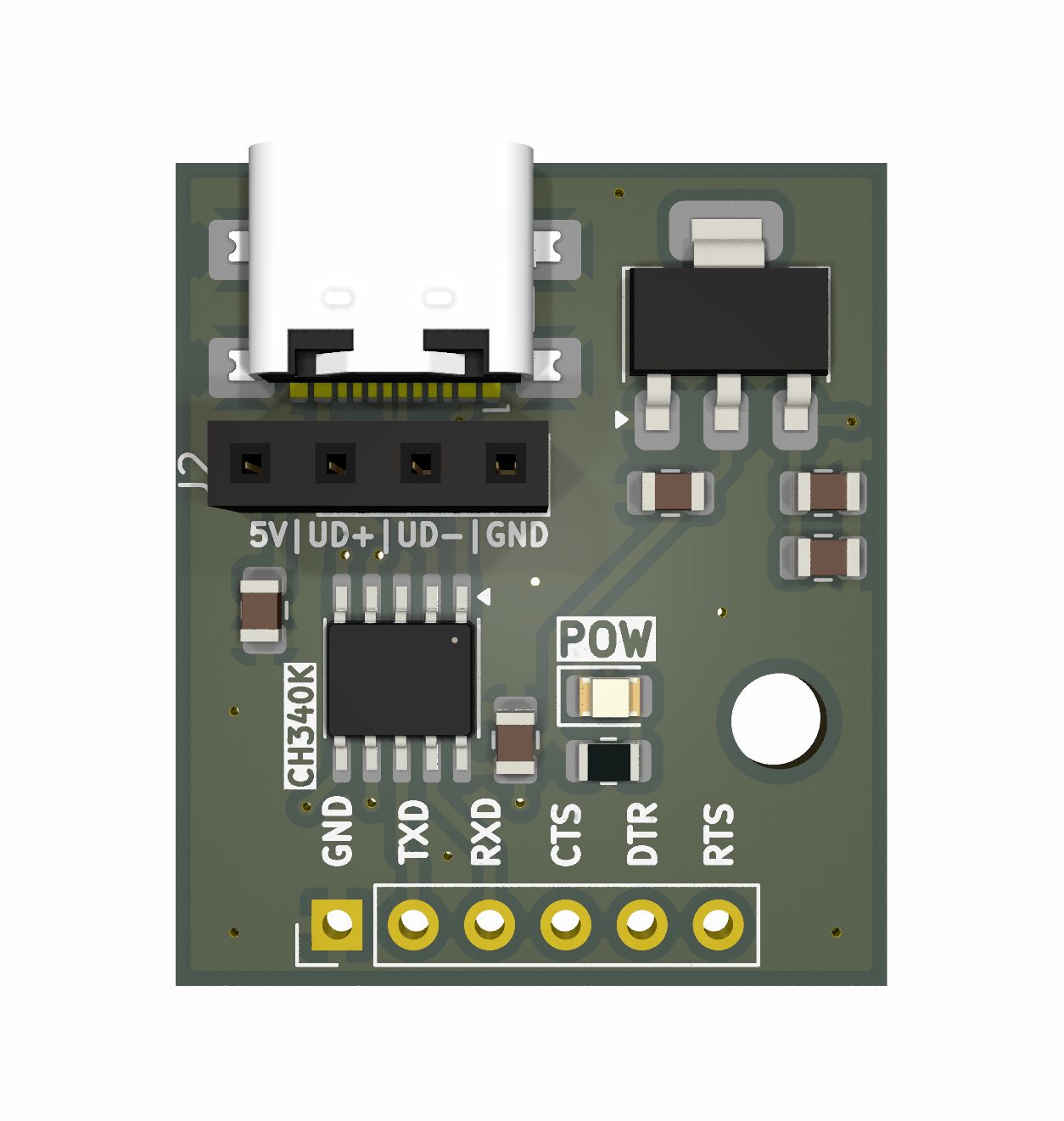 USB-C UART module 3.3V RX/TX/CTS/DTR/RTS CH340K (DomoticX eXperience ...