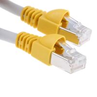 Netwerkkabel Cat6 FTP 9M lichtgrijs gele connectors (2e kans)
