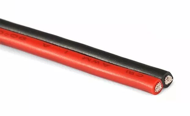 Tweelingdraad 0.35mm2 22AWG UL2468 rood-zwart (per meter) Tweelingdraad 0.35mm2 22AWG UL2468 rood-zwart (per meter)