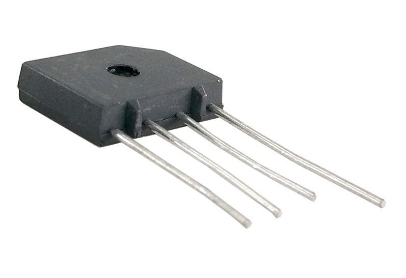 Gelijkrichterbrug 2A 1000V (KBP210) achterkant schuin