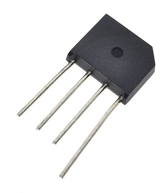 Gelijkrichterbrug 6A 800V (KBL608) achterkant schuin