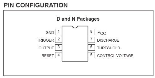 Timer IC NE555P pinout