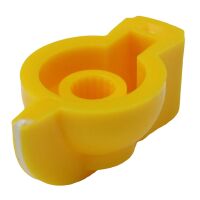 Draaiknop kippenkop 31x20mm voor ribbel-as 6mm K7-1 geel - Afbeelding 3