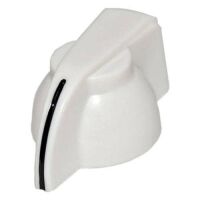 Draaiknop kippenkop 31x20mm voor ribbel-as 6mm K7-1 wit