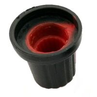 Potmeter knop met 6mm gat geribbeld rood (AG2) onderkant