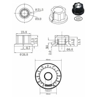 Potmeter knop voor 6mm as MF-A03 en wijzerplaat 0-100 - Afbeelding 4