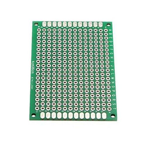 Printplaat 40x60mm dubbelzijdig vertinde gaten 2.54mm pitch groen