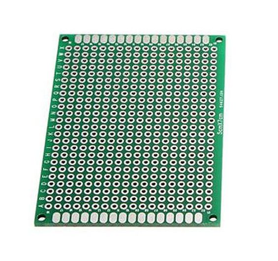 Printplaat 50x70mm dubbelzijdig vertinde gaten 2.54mm pitch groen
