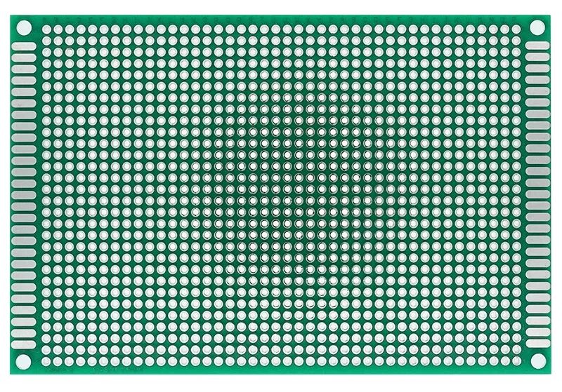 Printplaat 80x120mm dubbelzijdig vertinde gaten 2.54mm pitch groen Printplaat 80x120mm dubbelzijdig vertinde gaten 2.54mm pitch groen