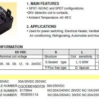 Relais 1xNO 250VAC-30A 30VDC-30A 1P1T / 5V SLI-05VDC-SL-A - Afbeelding 4
