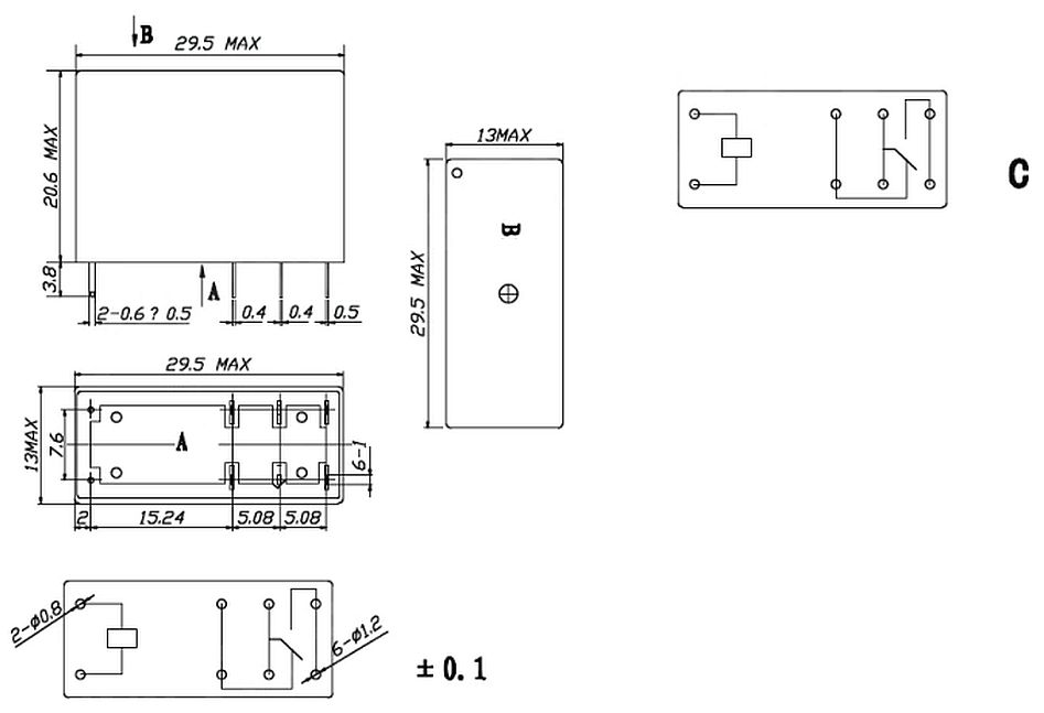 SMIH-12VDC-SL-C afmetingen