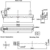 Potmeter schuif 10K ohm logaritmisch 60mm slide 2-kanalen schachthoogte 15mm A10KX2 S6021N - Afbeelding 5