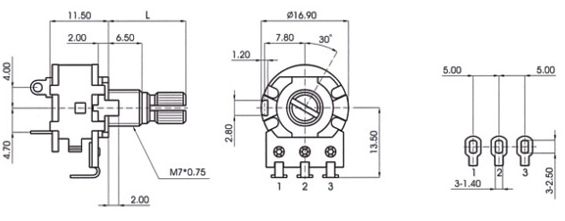 Potmeter WH148 maten