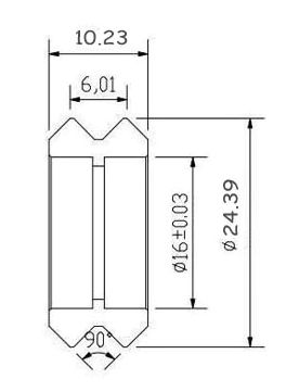 Kogellager 5x24x10mm met V-groef kunststof wiel zwart 625ZZ afmetingen