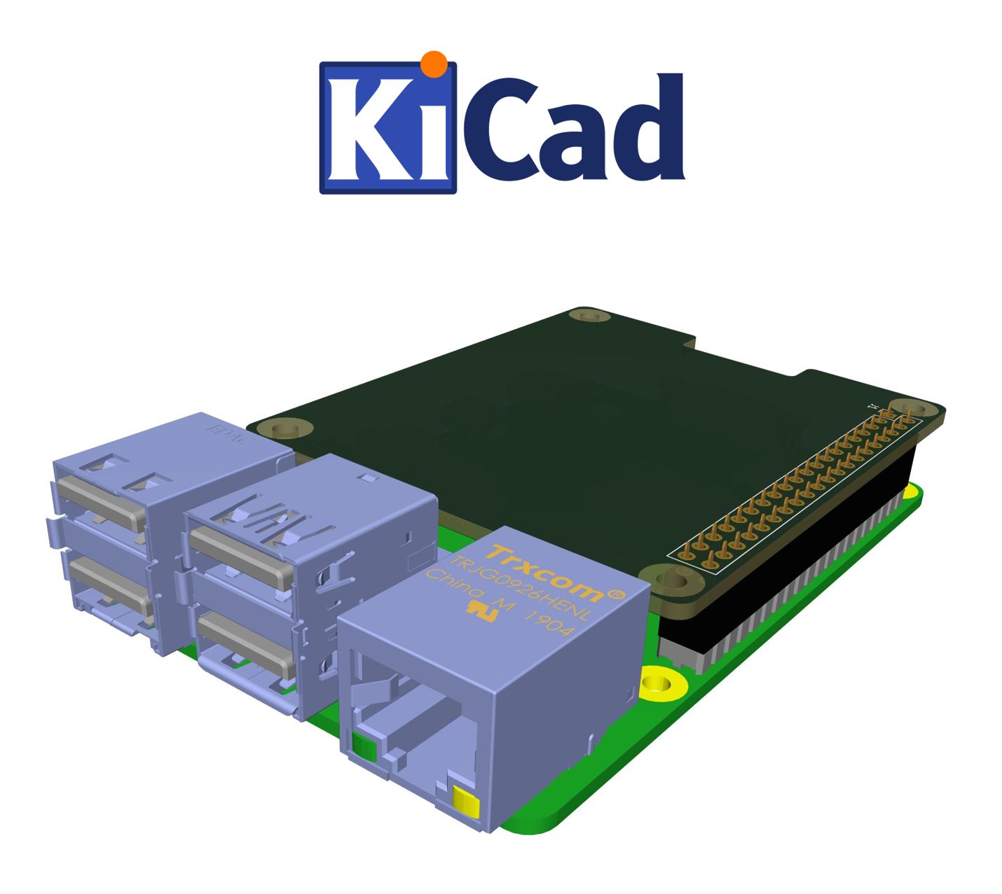 Raspberry Pi 2 3 4 Hat 40P design template voor KiCad 6+