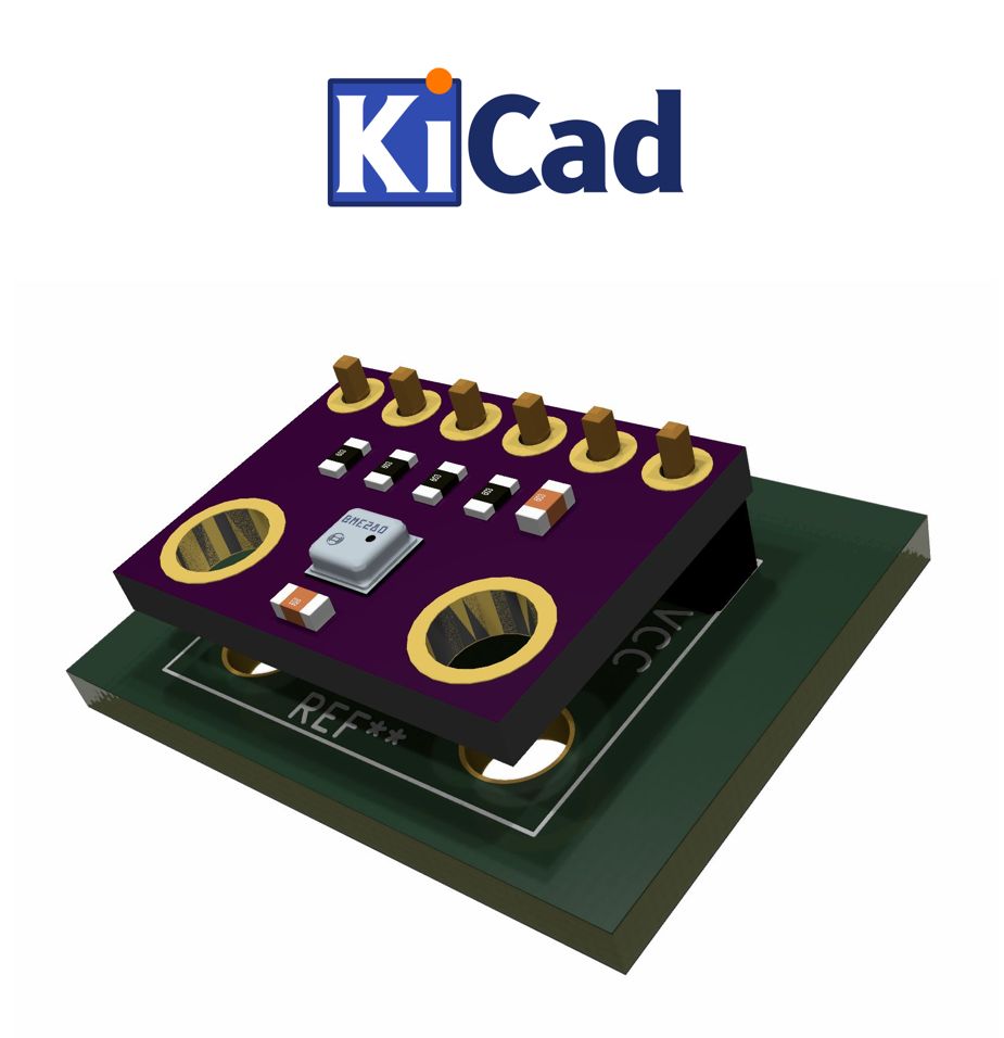 Temperatuur Luchtvochtigheid Barometrische druk sensor I2C BME280 6-pin KiCad 6+