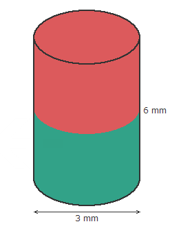 Magneet Nd staaf d3 mm, hoogte 6mm afmetingen