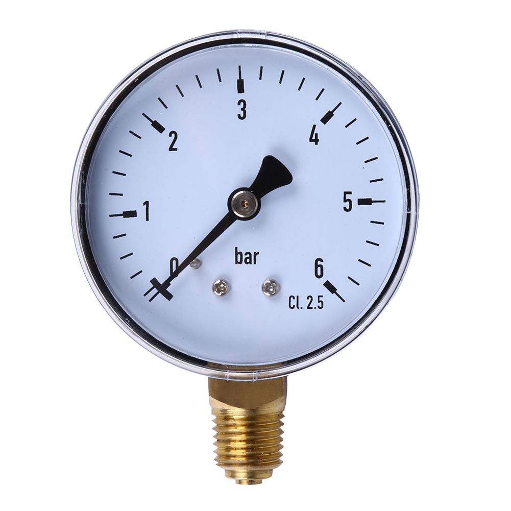 Druk meter manometer tot 6 Bar 600 KPa 87 PSI 60mm KL 2.5 1/4"NPT Messing