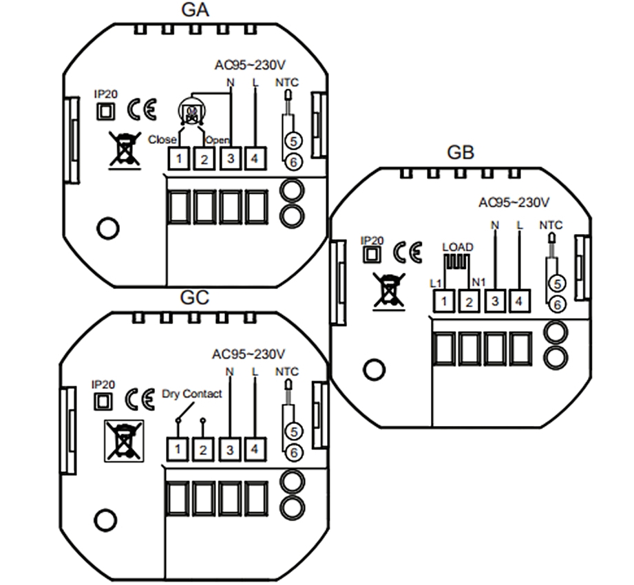 Thermostaat BHT-002GCL wit MOES wiring-diagram