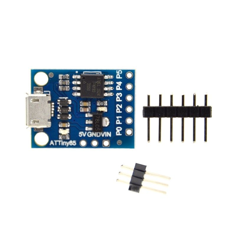 Digispark ATmel ATTINY85-20SU AVR Microcontroller micro ontwikkel platform bovenkant met headers