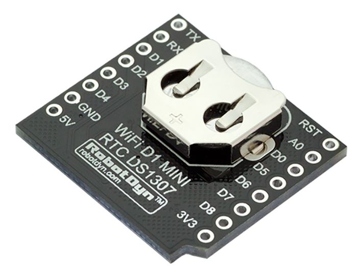 WEMOS D1 mini RTC DS1307 Shield onderkant schuin