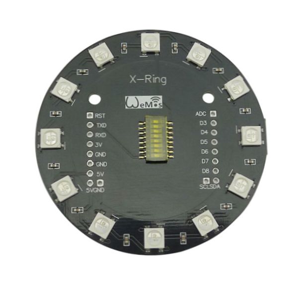 WEMOS X-ring shield neopixels 12-bit (WS2812B) bovenkant