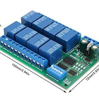 Modbus RS485 Relais module 12V, 8x250V10A NO-NC R4D8A08 afmetingen