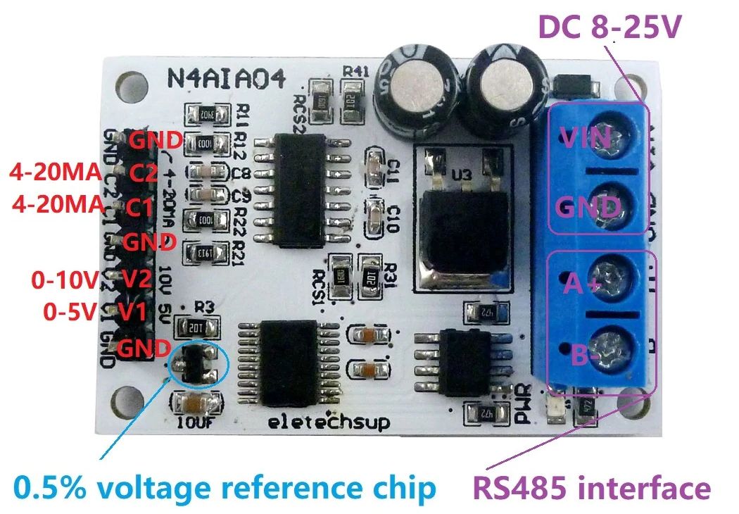 Modbus RS485 RTU DA converter N4AIA04 05