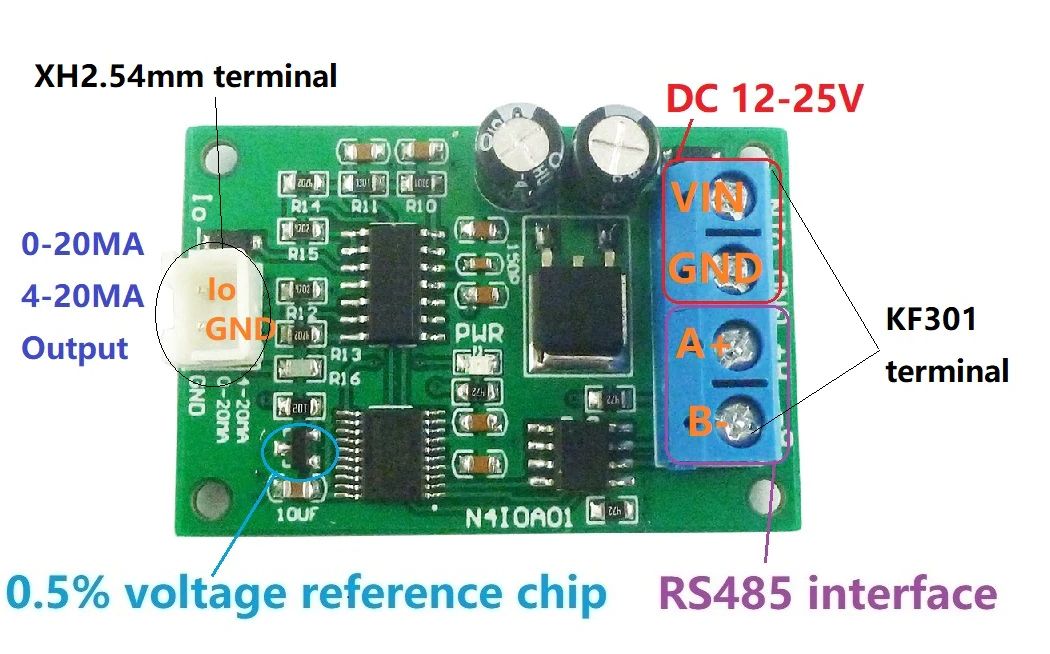 Modbus RS485 RTU DA converter N4IOA01 03