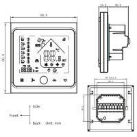 Modbus RS485 RTU Thermostaat BHT-002GCLN afmetingen