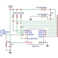 ADC 16-bit 4 kanalen I2C (ADS1115) schema